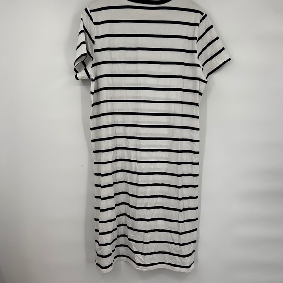 Athleta Essential Tee Dress Navy White Stripe Supima Cotton Knit Size L T - Picture 7 of 9